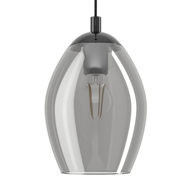 Lámpara colgante con vidrio vaporizado negro-transparente ESTANYS, E27 (no incl.), Ø19cm