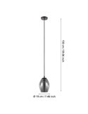 Lámpara colgante con vidrio vaporizado negro-transparente ESTANYS, E27 (no incl.), Ø19cm