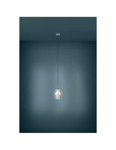 Lámpara colgante con vidrio vaporizado negro-transparente ESTANYS, E27 (no incl.), Ø19cm