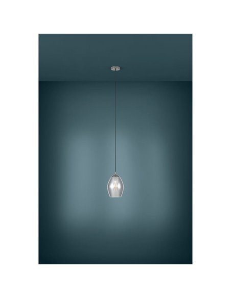 Lámpara colgante con vidrio vaporizado negro-transparente ESTANYS, E27 (no incl.), Ø19cm