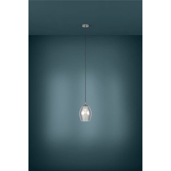 Lámpara colgante con vidrio vaporizado negro-transparente ESTANYS, E27 (no incl.), Ø19cm