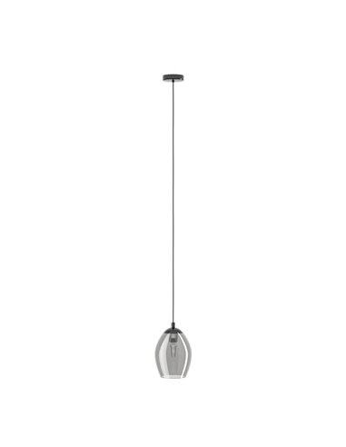 Lámpara colgante con vidrio vaporizado negro-transparente ESTANYS, E27 (no incl.), Ø19cm