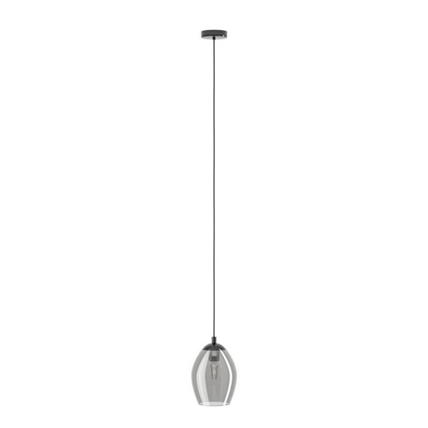 Lámpara colgante con vidrio vaporizado negro-transparente ESTANYS, E27 (no incl.), Ø19cm