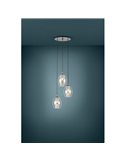 Suspension 3 lumières ESTANYS, verre fumé, 3xE27 (non incluse), Ø45cm