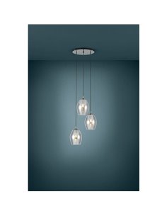 Lámpara colgante 3 luces ESTANYS, vidrio ahumado 3xE27 (no incl.), Ø45cm 2