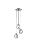 Lámpara colgante 3 luces ESTANYS, vidrio ahumado 3xE27 (no incl.), Ø45cm