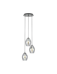Lámpara colgante 3 luces ESTANYS, vidrio ahumado 3xE27 (no incl.), Ø45cm