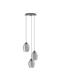 Lámpara colgante 3 luces ESTANYS, vidrio ahumado 3xE27 (no incl.), Ø45cm