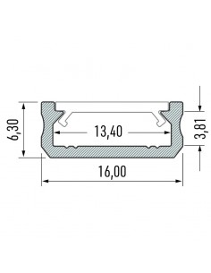 Perfil de Alumínio LED LUMINES Tipo D Lacado Branco 2,02m Superfície para Tiras de 10mm 2