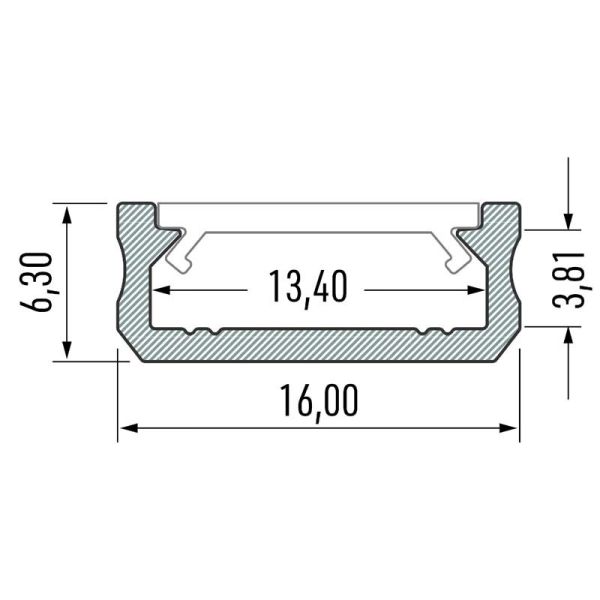 Medidas Perfil de Aluminio LED LUMINES Tipo D Blanco Lacado 2,02m Superficie para Tiras 10mm