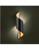 Aplique de pared elegante con forma curva negro/dorado JABALOYAS, E27