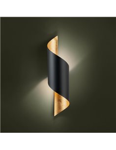 Aplique de pared elegante con forma curva negro/dorado JABALOYAS, E27 2