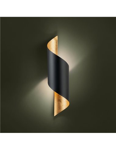 Aplique de pared elegante con forma curva negro/dorado JABALOYAS, E27