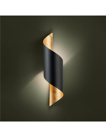 Aplique de pared elegante con forma curva negro/dorado JABALOYAS, E27