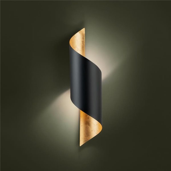 Aplique de pared elegante con forma curva negro/dorado JABALOYAS, E27
