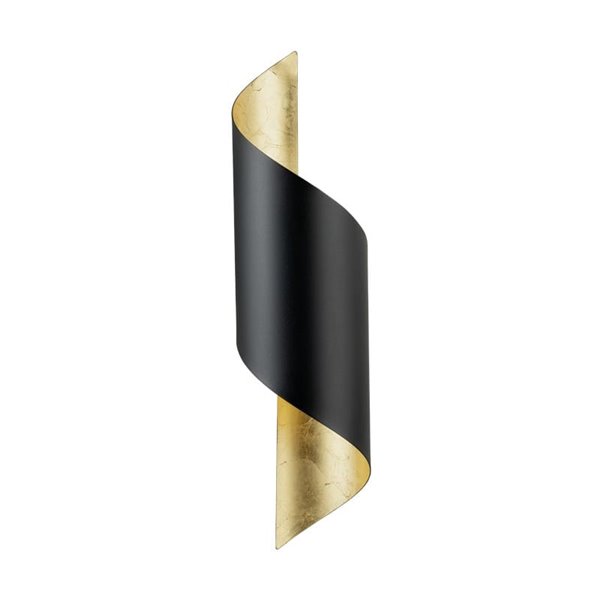 Aplique de pared elegante con forma curva negro/dorado JABALOYAS, E27