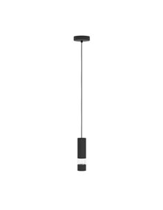 Lámpara colgante 1 luz LED con cabezal cilíndrico metal negro BERNABETA, GU10 3000K