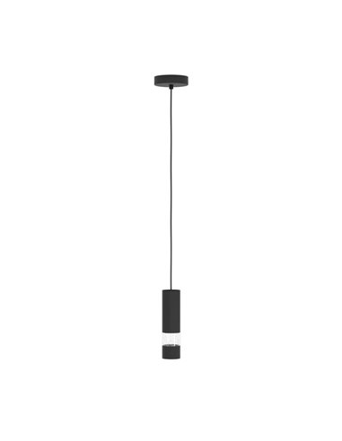 Lámpara colgante 1 luz LED con cabezal cilíndrico metal negro BERNABETA, GU10 3000K