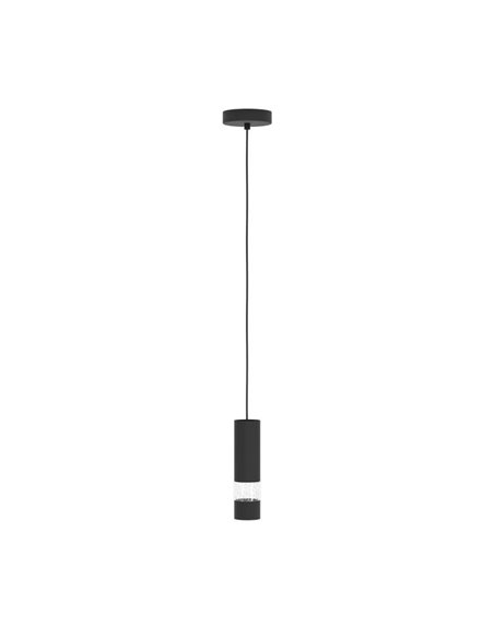 Lámpara colgante 1 luz LED con cabezal cilíndrico metal negro BERNABETA, GU10 3000K
