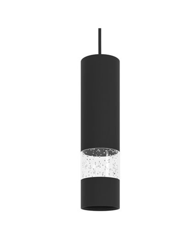 Lámpara colgante 1 luz LED con cabezal cilíndrico metal negro BERNABETA, GU10 3000K