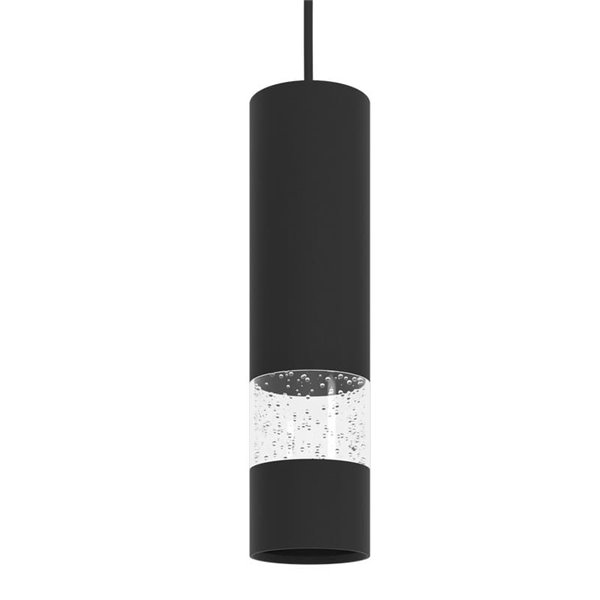 Lámpara colgante 1 luz LED con cabezal cilíndrico metal negro BERNABETA, GU10 3000K