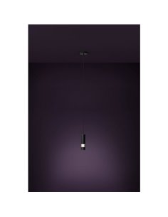 Lámpara colgante 1 luz LED con cabezal cilíndrico metal negro BERNABETA, GU10 3000K 2
