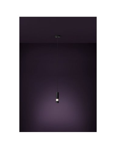Lámpara colgante 1 luz LED con cabezal cilíndrico metal negro BERNABETA, GU10 3000K
