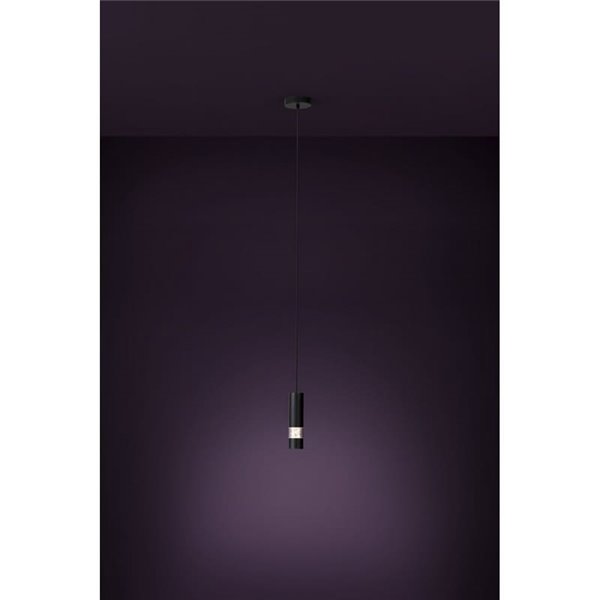 Lámpara colgante 1 luz LED con cabezal cilíndrico metal negro BERNABETA, GU10 3000K