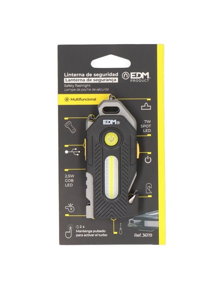 Linterna de seguridad 6 en 1 silbato, martillo, rompe cristales 400Lm 7W IP44