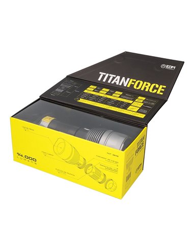 Linterna LED táctica Titanforce recargable 14.000Lm 6500K 150 W IP44 + cordón