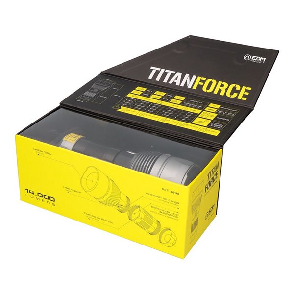 Linterna LED táctica Titanforce recargable 14.000Lm 6500K 150 W IP44 + cordón