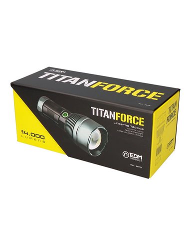 Linterna LED táctica Titanforce recargable 14.000Lm 6500K 150 W IP44 + cordón