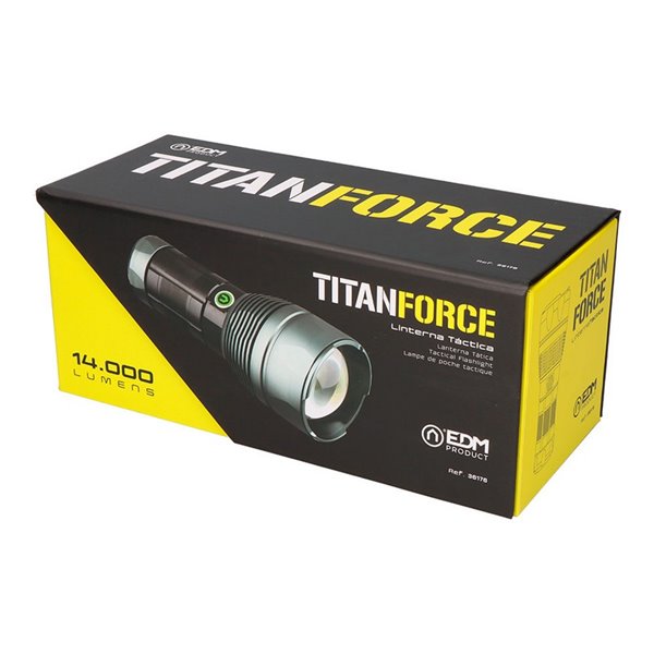 Linterna LED táctica Titanforce recargable 14.000Lm 6500K 150 W IP44 + cordón