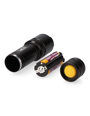 Linterna LED táctica Black Grip de aluminio 150Lm con zoom 3xAAA incluidas