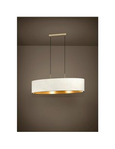 Lampe suspension ovale en velours TAMARESCO, blanc/or, 2 lumières E27 (non incl.) 2