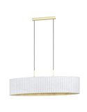 Lámpara colgante ovalada terciopelo TAMARESCO, blanco/dorado, 2 luces E27 (no incl.)