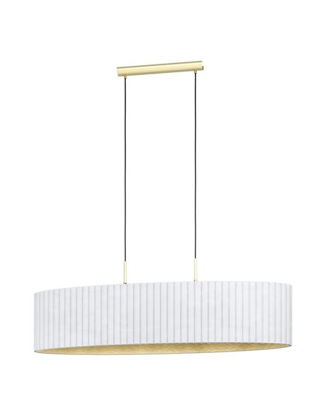 Lámpara colgante ovalada terciopelo TAMARESCO, blanco/dorado, 2 luces E27 (no incl.)