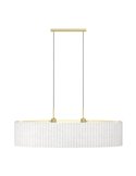 Lampe suspension ovale en velours TAMARESCO, blanc/or, 2 lumières E27 (non incl.)