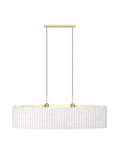 Luminária pendente oval de veludo TAMARESCO, branco/dourado, 2 luzes E27 (não incl.)