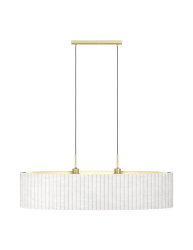 Luminária pendente oval de veludo TAMARESCO, branco/dourado, 2 luzes E27 (não incl.)