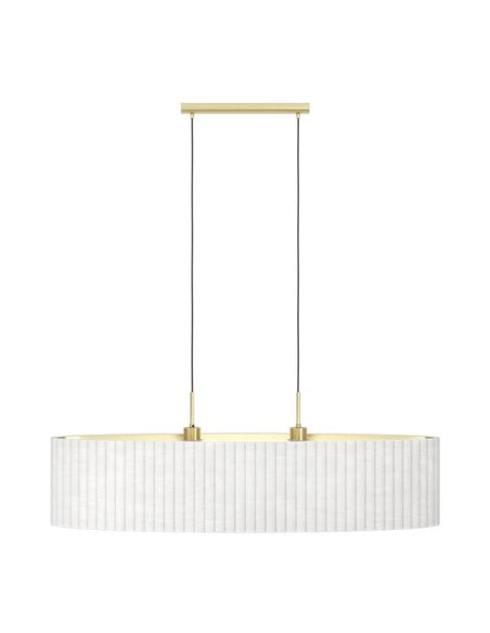 Lámpara colgante ovalada terciopelo TAMARESCO, blanco/dorado, 2 luces E27 (no incl.)