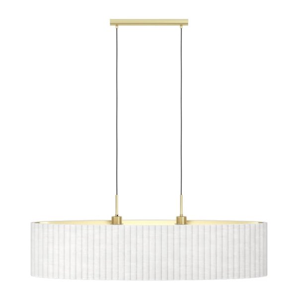 Lámpara colgante ovalada terciopelo TAMARESCO, blanco/dorado, 2 luces E27 (no incl.)