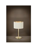 Lámpara de mesa con pantalla redonda terciopelo TAMARESCO, blanco/dorado, E27 (no incl.), Ø300mm