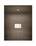 Lámpara colgante redonda terciopelo TAMARESCO, blanco/dorado, 1 luz E27 (no incl.), Ø380mm