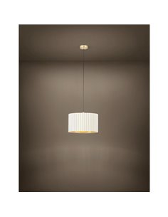 Lámpara colgante redonda terciopelo TAMARESCO, blanco/dorado, 1 luz E27 (no incl.), Ø380mm 2
