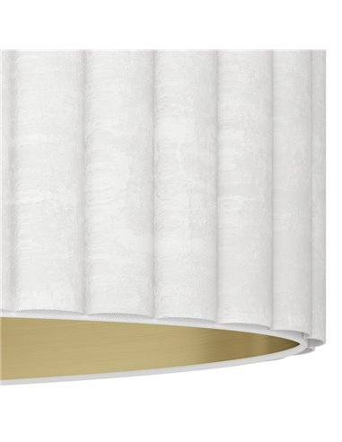 Suspension ronde en velours TAMARESCO, blanc/doré, 1 ampoule E27 (non incluse), Ø380mm