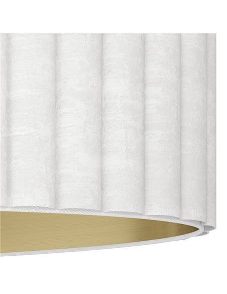 Lámpara colgante redonda terciopelo TAMARESCO, blanco/dorado, 1 luz E27 (no incl.), Ø380mm