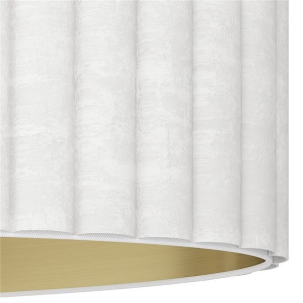 Lámpara colgante redonda terciopelo TAMARESCO, blanco/dorado, 1 luz E27 (no incl.), Ø380mm