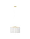 Lámpara colgante redonda terciopelo TAMARESCO, blanco/dorado, 1 luz E27 (no incl.), Ø380mm