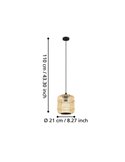 Lámpara de techo colgante BORDESLEY Ø210mm bambú tipo jaula, E27 (no incl.)